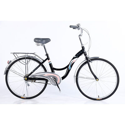 24 Cadre en acier à vitesse unique Vélo pour femmes Vélo de ville avec frein à disque à roues avant et arrière