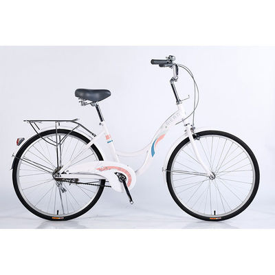 24 Cadre en acier à vitesse unique Vélo pour femmes Vélo de ville avec frein à disque à roues avant et arrière