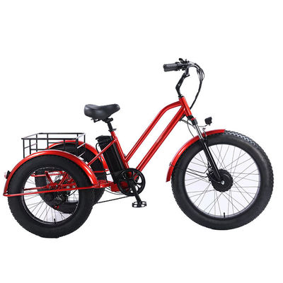 Avant 24 arrière 20 pneus neige tricycle électrique avec SHIMANO arrière 7-vitesse et batterie 48V15A