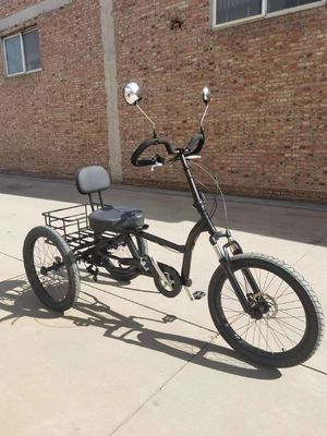 Cadre en acier au carbone élevé 7 vitesses Trike cargo avec roues en alliage d'aluminium de 24 pouces d'épaisseur