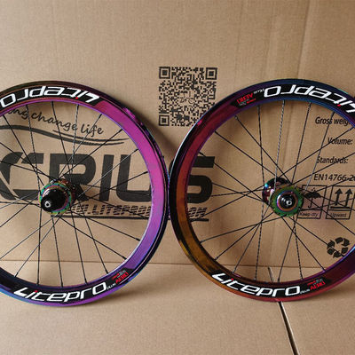 20 pouces de roue en fibre de carbone pour vélos de route 8/9/10/11 vitesse double paroi couleur arc-en-ciel