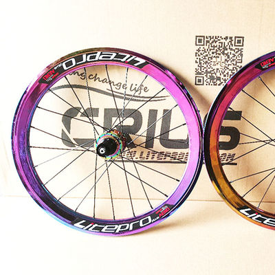 20 pouces de roue en fibre de carbone pour vélos de route 8/9/10/11 vitesse double paroi couleur arc-en-ciel