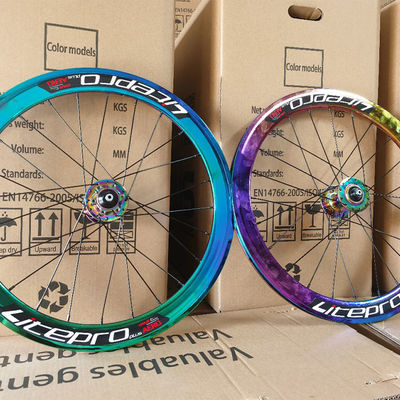 20 pouces de roue en fibre de carbone pour vélos de route 8/9/10/11 vitesse double paroi couleur arc-en-ciel